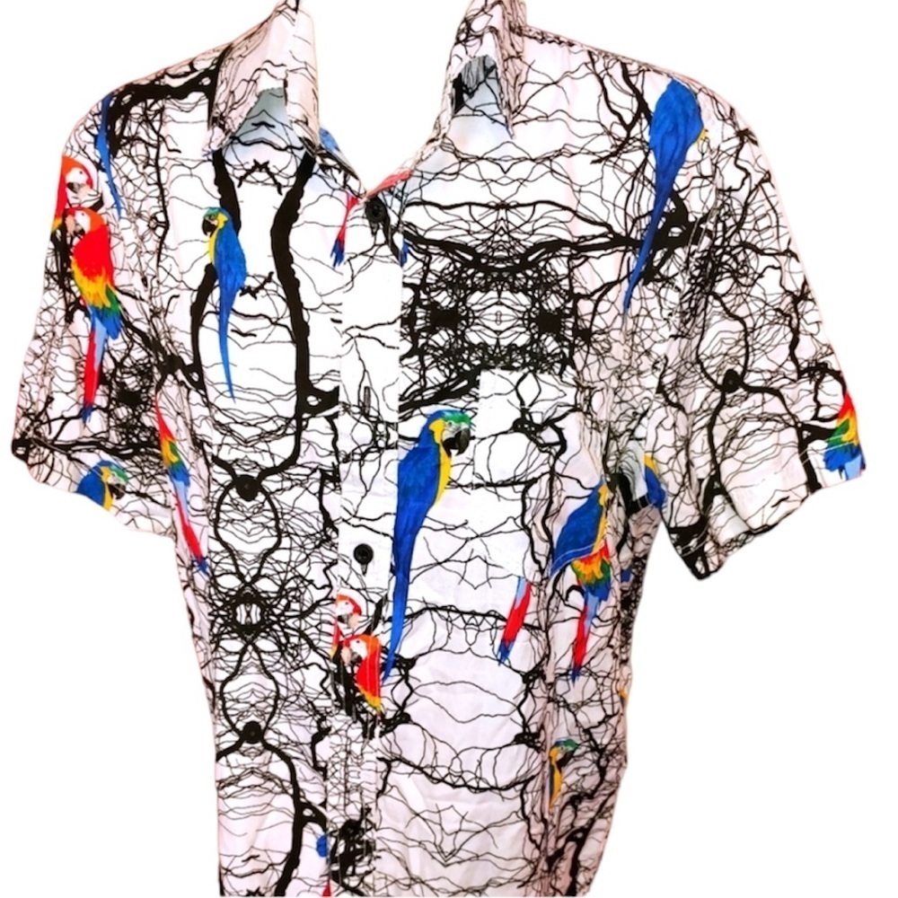 Blacksmith Cotton Blend Button Parrot Shirt